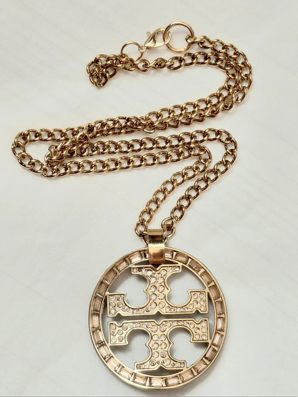 Tory Burch Gold Jewel Logo Necklace